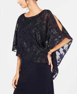 Connected Metallic-Capelet Sheath Dress -Clothing Shop 10183699 fpx