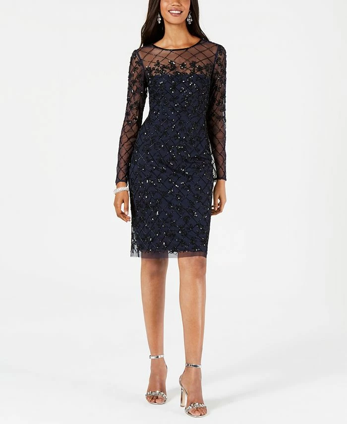 Adrianna Papell Women's Embellished Illusion Sheath Dress 3 Adrianna Papell Women's Embellished Illusion Sheath Dress