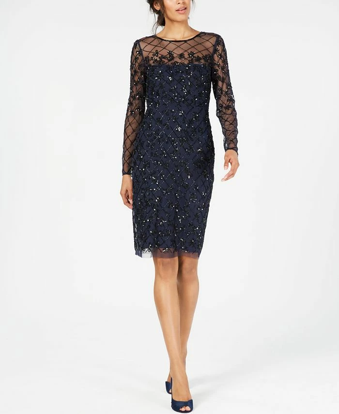 Adrianna Papell Women's Embellished Illusion Sheath Dress 6 Adrianna Papell Women's Embellished Illusion Sheath Dress - Image 4