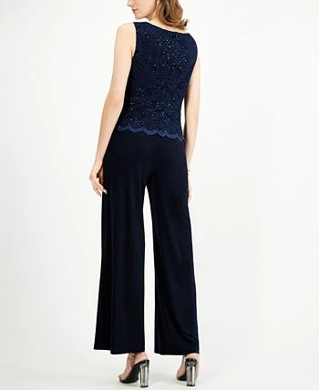 Connected Embellished Lace-Overlay Jumpsuit 4 Connected Embellished Lace-Overlay Jumpsuit - Image 2