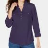 Karen Scott 3/4-Sleeve Woven Shirt, Created For Macy's -Clothing Shop 13635060 fpx