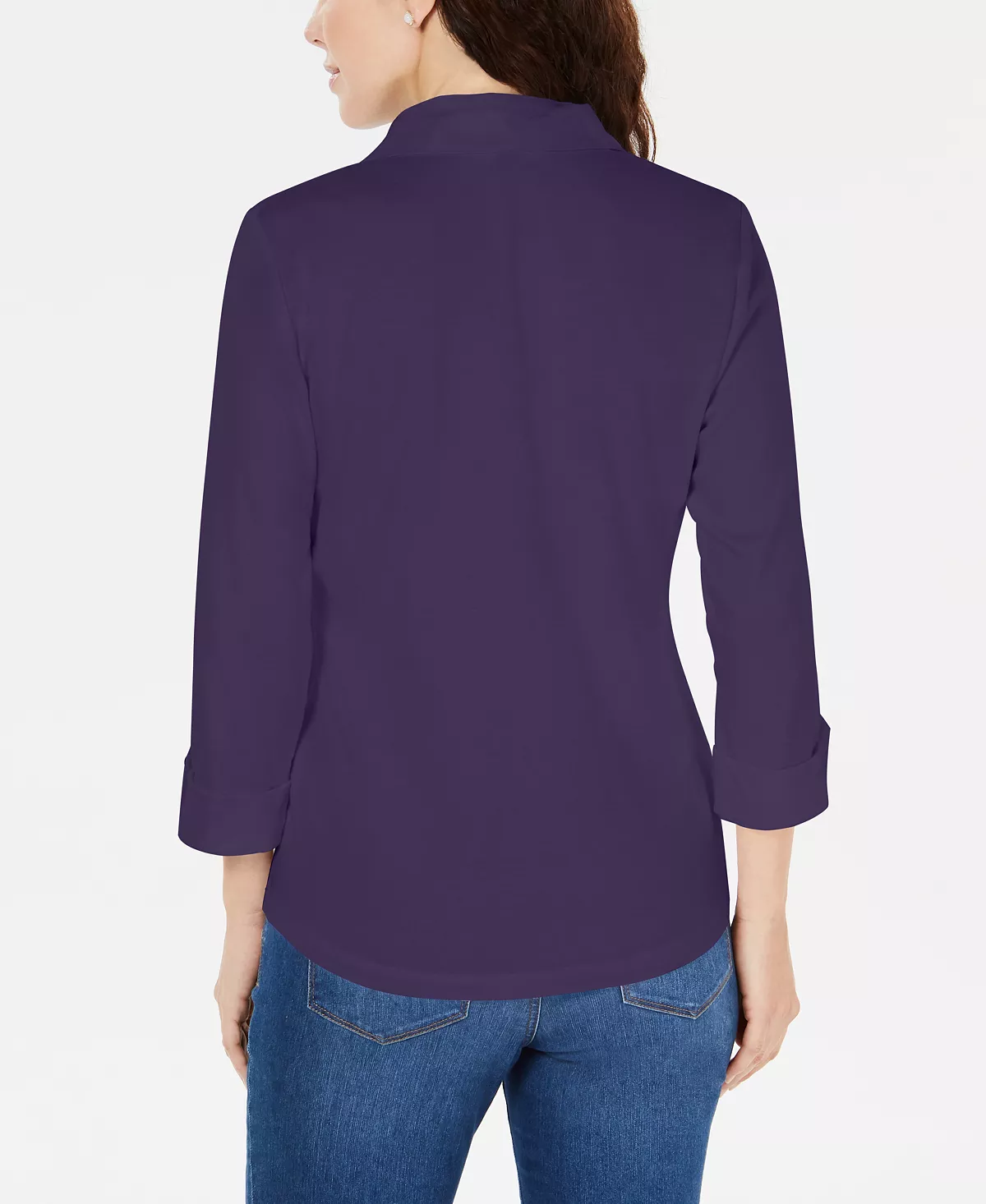 Karen Scott 3/4-Sleeve Woven Shirt, Created For Macy's 4 Karen Scott 3/4-Sleeve Woven Shirt, Created For Macy's - Image 2