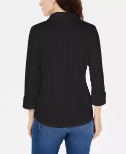 Karen Scott 3/4-Sleeve Woven Shirt, Created For Macy's 12 Karen Scott 3/4-Sleeve Woven Shirt, Created For Macy's -Clothing Shop 13635069 fpx