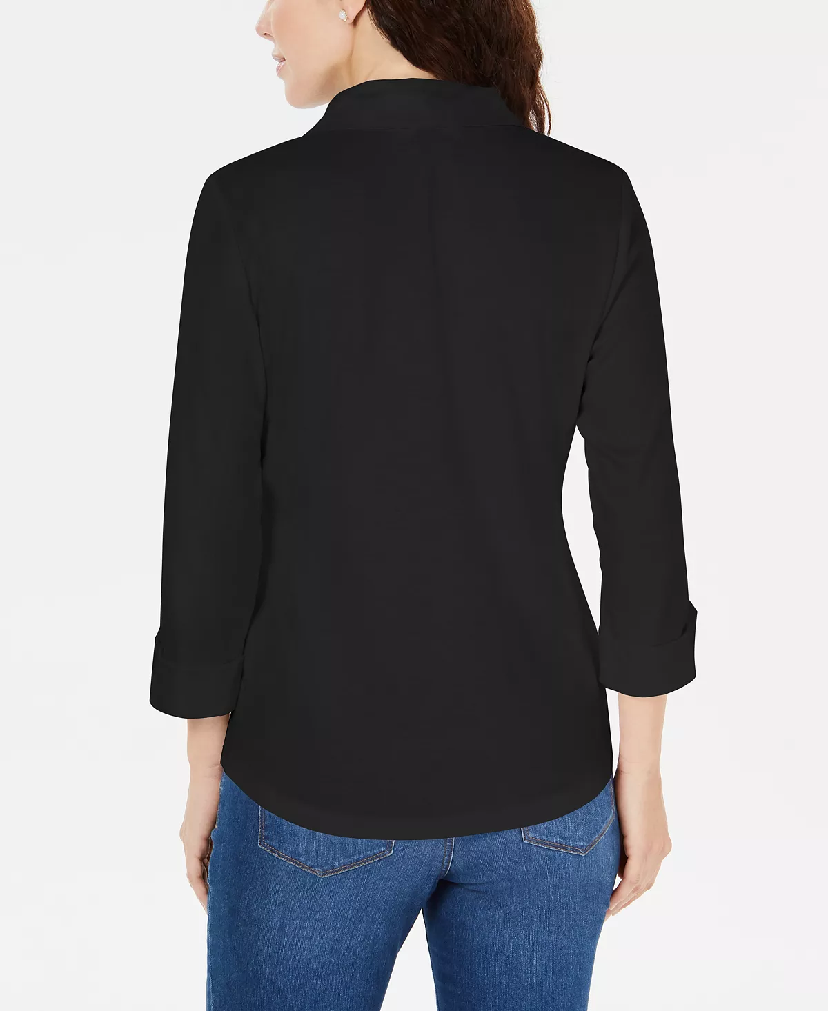 Karen Scott 3/4-Sleeve Woven Shirt, Created For Macy's 5 Karen Scott 3/4-Sleeve Woven Shirt, Created For Macy's - Image 3