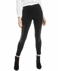 Bar III Faux-Leather-Patch Leggings, Created For Macy's