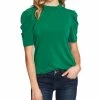 CeCe Puff-Sleeve Ruffled-Neck Top