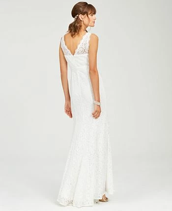 Adrianna Papell Women's Lace V-Neck Satin Sash Gown 4 Adrianna Papell Women's Lace V-Neck Satin Sash Gown - Image 2