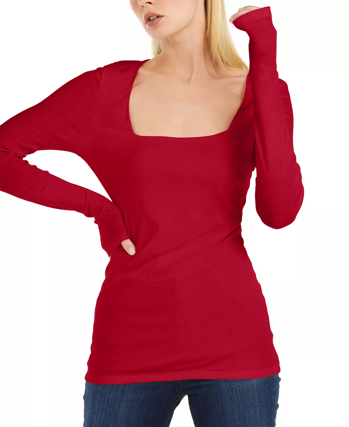 INC International Concepts Square-Neck Ribbed Top, Created For Macy's 3 INC International Concepts Square-Neck Ribbed Top, Created For Macy's