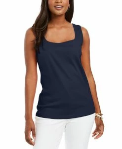Karen Scott Quare-Neck Cotton Tank Top, Created For Macy's