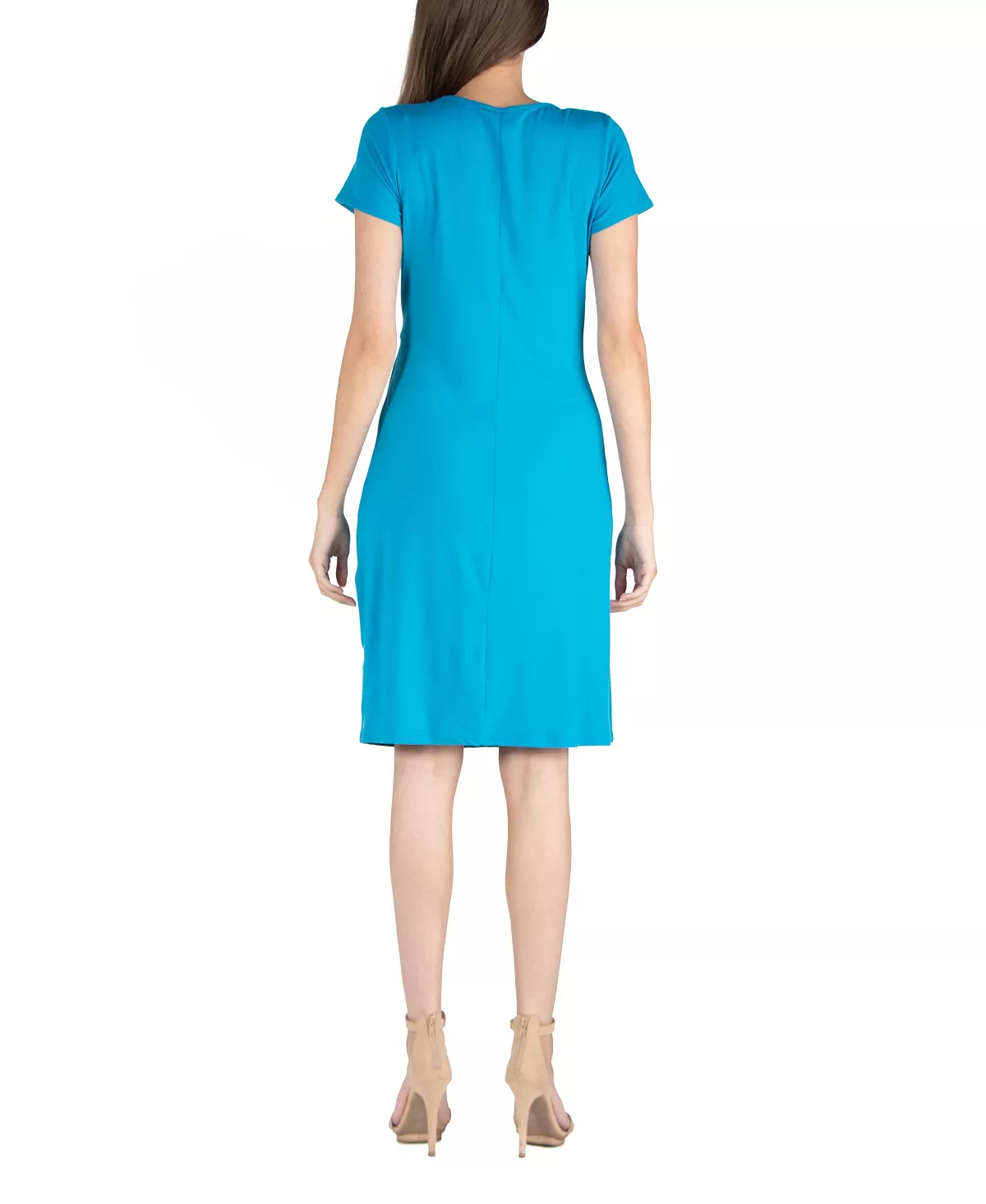 24Seven Comfort Apparel Faux Wrap Over Dress With Cap Sleeves 5 24Seven Comfort Apparel Faux Wrap Over Dress With Cap Sleeves - Image 3