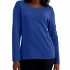 Karen Scott Long Sleeve Cotton Scoop-Neckline Top, Created For Macy's 2 Karen Scott Long Sleeve Cotton Scoop-Neckline Top, Created For Macy's -Clothing Shop 17756773 fpx