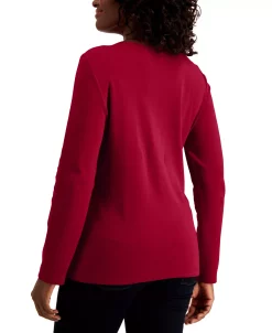 Karen Scott Long Sleeve Cotton Scoop-Neckline Top, Created For Macy's -Clothing Shop 17756793 fpx