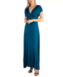 24Seven Comfort Apparel Women's Cap Sleeve V Neck Maxi Dress 9 24Seven Comfort Apparel Women's Cap Sleeve V Neck Maxi Dress -Clothing Shop 18258993 fpx