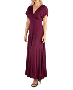 24Seven Comfort Apparel Women's Cap Sleeve V Neck Maxi Dress 11 24Seven Comfort Apparel Women's Cap Sleeve V Neck Maxi Dress -Clothing Shop 18258996 fpx
