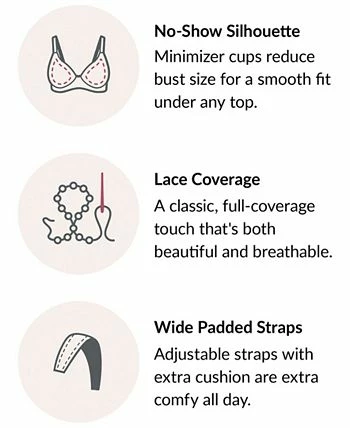 Glamorise Women's Full Figure Plus Size MagicLift Wirefree Minimizer Support Bra 7 Glamorise Women's Full Figure Plus Size MagicLift Wirefree Minimizer Support Bra - Image 5