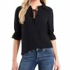 CeCe Women's Split-Neck Clip-Dot Elbow Sleeve Blouse