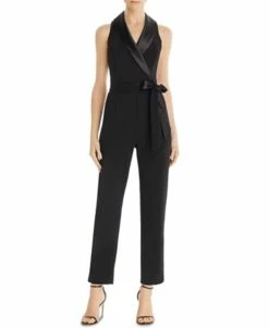 Adrianna Papell Collared Tuxedo Jumpsuit