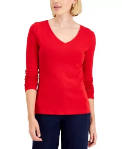 Charter Club Otton Long-Sleeve V-Neck T-Shirt, Created For Macy's