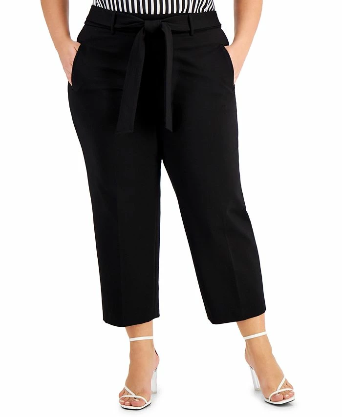 Bar III Plus Size Cropped Tie-Front Pants, Created For Macy's 3 Bar III Plus Size Cropped Tie-Front Pants, Created For Macy's