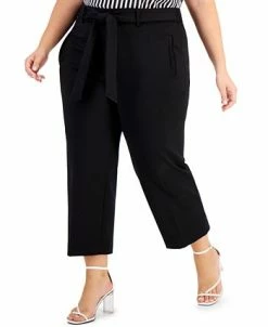 Bar III Plus Size Cropped Tie-Front Pants, Created For Macy's 13 Bar III Plus Size Cropped Tie-Front Pants, Created For Macy's -Clothing Shop 19382256 fpx