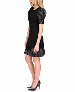 Michael Kors Puff-Sleeve Ruffle-Trim Dress -Clothing Shop 19443293 fpx