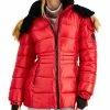 Steve Madden Juniors' Faux-Fur-Trim Hooded Shine Puffer Coat, Created For Macy's -Clothing Shop 19475848 fpx