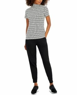 Anne Klein Chain-Print Mock-Neck Top