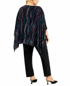 Kasper Plus Size Velvet Burnout Top -Clothing Shop 19654964 fpx