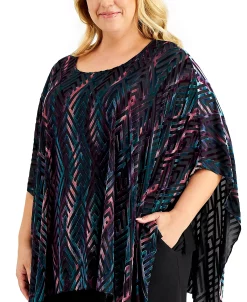 Kasper Plus Size Velvet Burnout Top -Clothing Shop 19654965 fpx