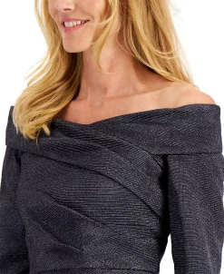 Adrianna Papell Off-The-Shoulder Gown 10 Adrianna Papell Off-The-Shoulder Gown -Clothing Shop 19829444 fpx