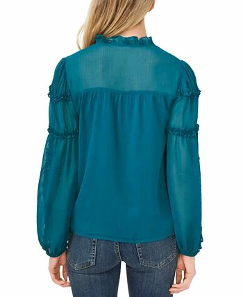 CeCe Women's Solid Ruffled-Sleeve Button-Down Blouse 4 CeCe Women's Solid Ruffled-Sleeve Button-Down Blouse - Image 2