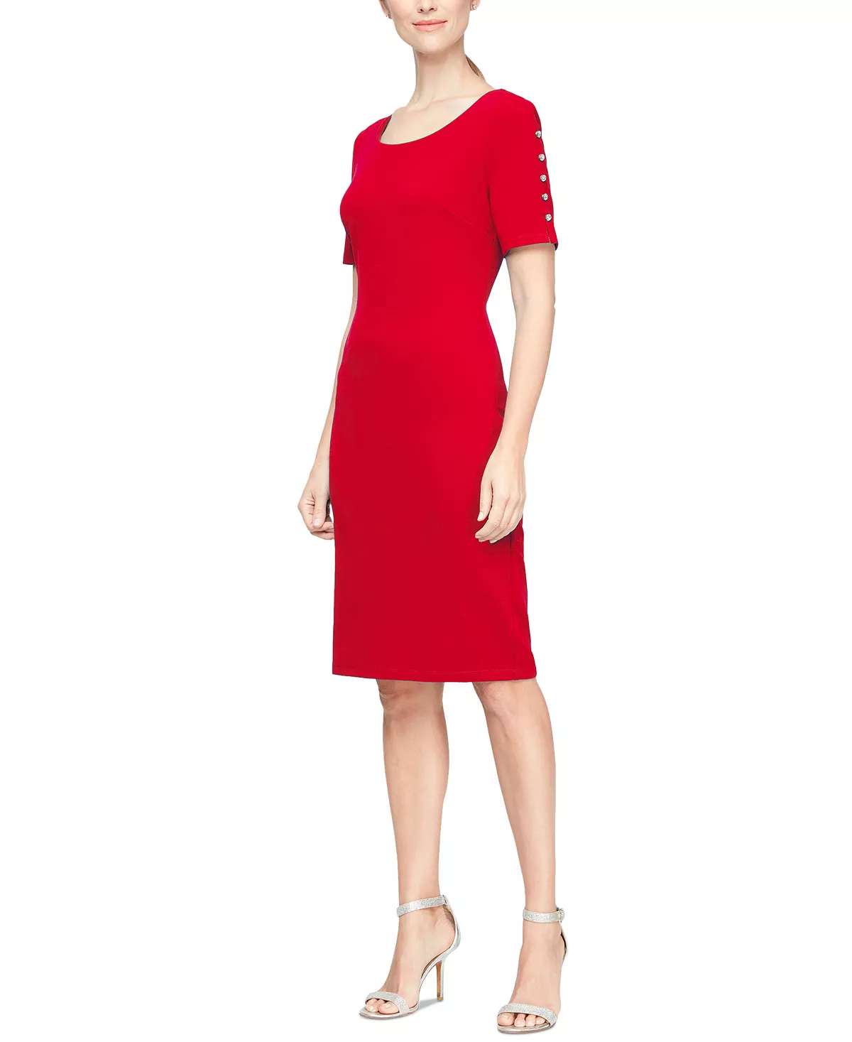 SL Fashions Beaded-Sleeve Sheath Dress 3 SL Fashions Beaded-Sleeve Sheath Dress