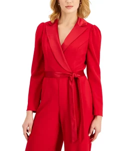 Adrianna Papell Notched-Collar Belted Jumpsuit -Clothing Shop 20358840 fpx