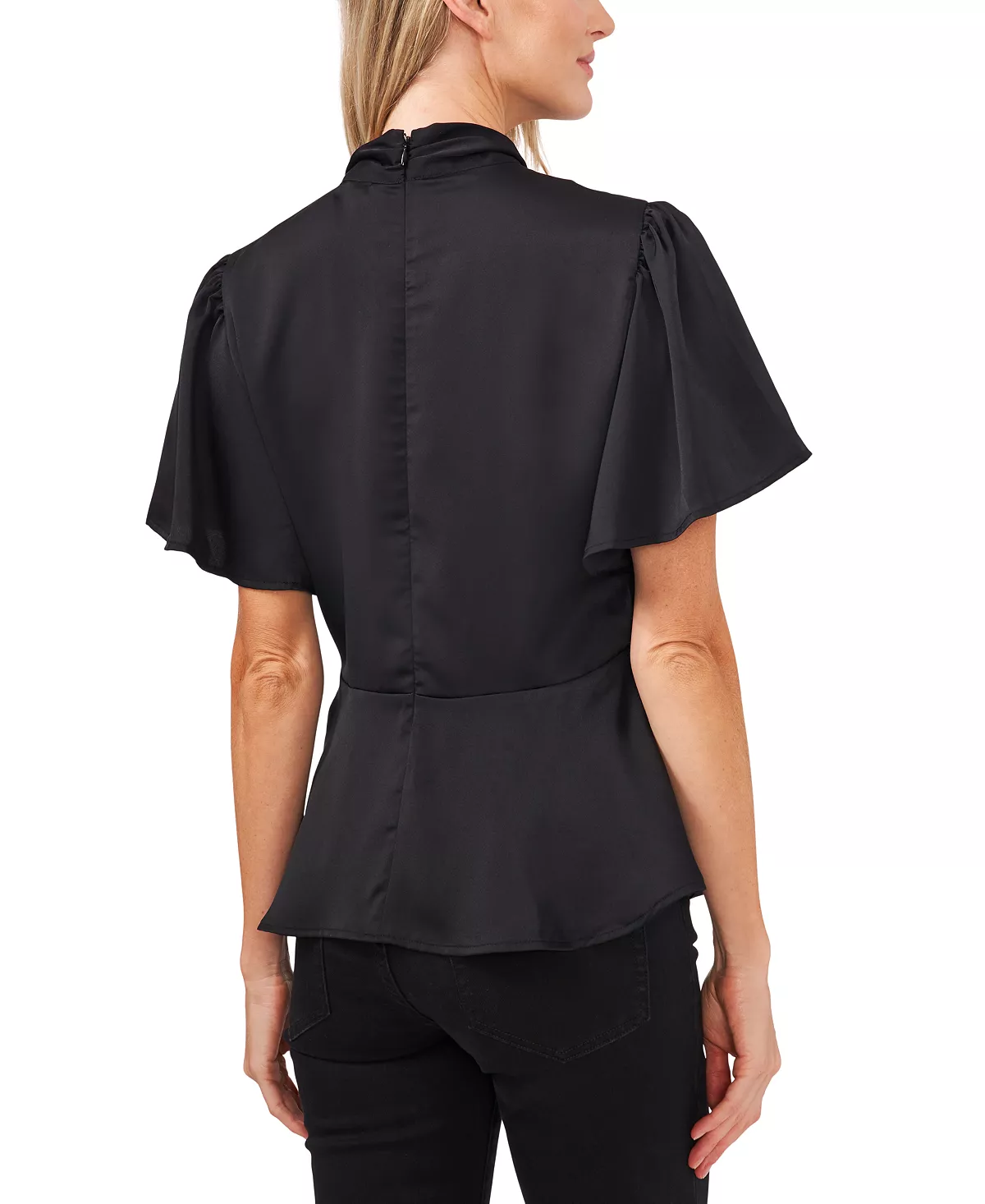 CeCe Tie-Neck Peplum Hem Blouse 4 CeCe Tie-Neck Peplum Hem Blouse - Image 2