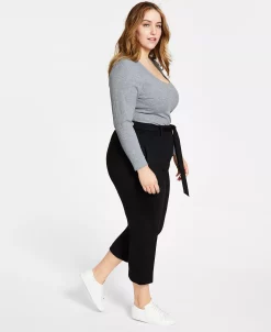 Bar III Plus Size Cropped Tie-Front Pants, Created For Macy's 18 Bar III Plus Size Cropped Tie-Front Pants, Created For Macy's -Clothing Shop 20722202 fpx