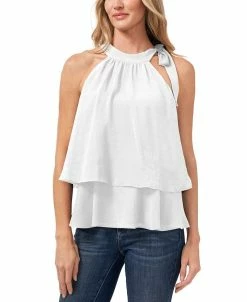 CeCe Women's Tiered Tie-Neck Sleeveless Halter Blouse