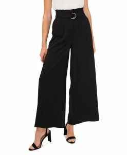 CeCe Wide-Leg Belted Moss Crepe Pants