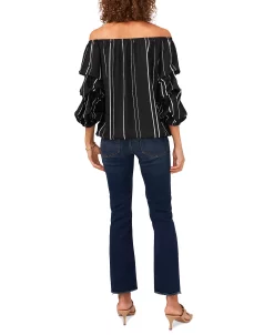 Vince Camuto Striped Balloon-Sleeve Off-The-Shoulder Top 10 Vince Camuto Striped Balloon-Sleeve Off-The-Shoulder Top -Clothing Shop 21086729 fpx