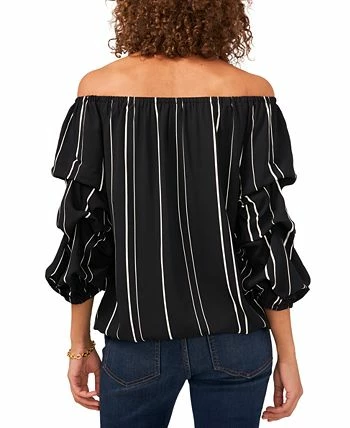 Vince Camuto Striped Balloon-Sleeve Off-The-Shoulder Top 4 Vince Camuto Striped Balloon-Sleeve Off-The-Shoulder Top - Image 2