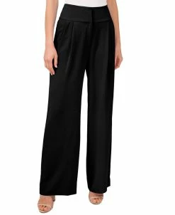 CeCe Pleated Wide-Leg Twill Pants
