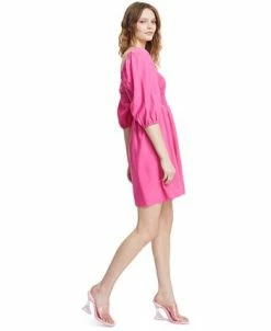 Bar III Women's Puff-Sleeve Smocked Dress, Created For Macy's -Clothing Shop 21125943 fpx