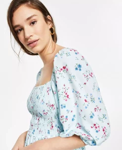Bar III Printed Smocked Convertible Dress, Created For Macy's -Clothing Shop 21178730 fpx