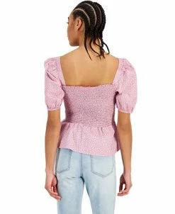 French Connection Organic Cotton Artina Smocked Peplum Top -Clothing Shop 21181620 fpx