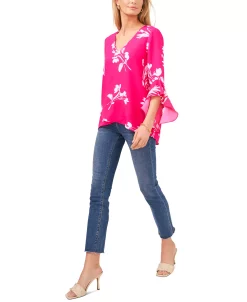 Vince Camuto Women's Floral Whisper Printed Flutter-Sleeve Blouse -Clothing Shop 21197832 fpx