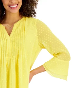 Charter Club Women's Double-Ruffle Textured Pintuck Top, Created For Macy's -Clothing Shop 21216706 fpx