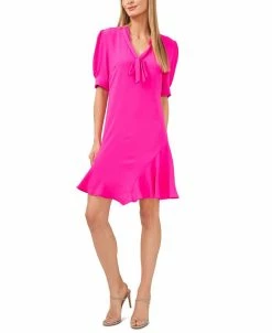 CeCe Ruffled Tie-Neck Dress