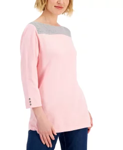 Karen Scott Colorblocked Boat-Neck Top, Created For Macy's