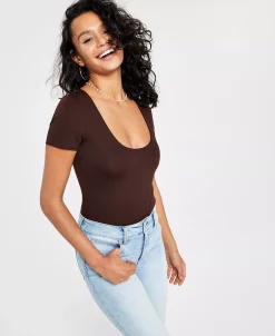 Bar III Women's Scoop-Neck Compression Bodycon Bodysuit, Created For Macy's -Clothing Shop 21336732 fpx