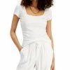 INC International Concepts Women's Ribbed Square-Neck T-Shirt, Created For Macy's