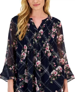 Charter Club Women's Etching Garden Top, Created For Macy's -Clothing Shop 21585135 fpx